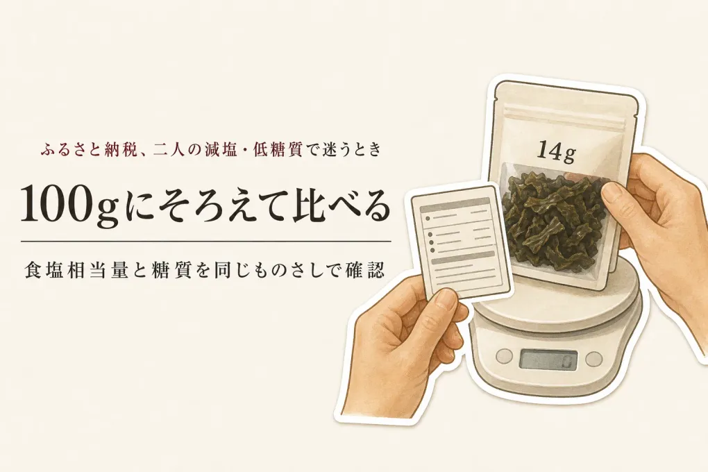 ふるさと納税の減塩・低糖質食品はどう比べる？栄養成分を100g当たりにそろえる方法