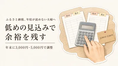 ふるさと納税の上限は年収・賞与が未確定でも決められる？夫婦別の申込額を3,000円・5,000円の寄附で調整する方法